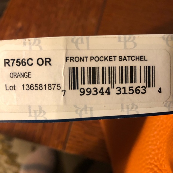 Authentic Dooney & Bourke Front Pocket Satchel Orange Leather and Brown Trim - Picture 9 of 13